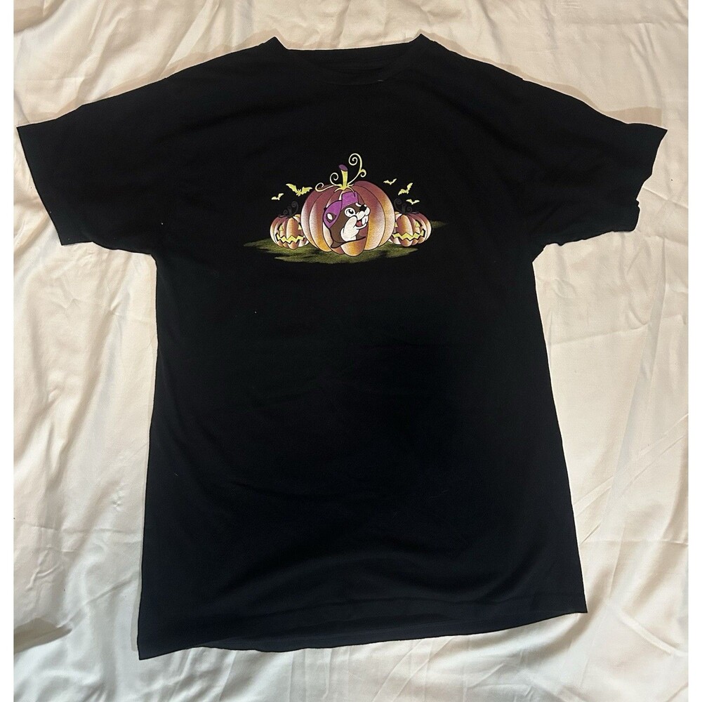 Bucees Shirt Adult Medium Black Halloween Limited Beaver Pumpkin Glows In Dark